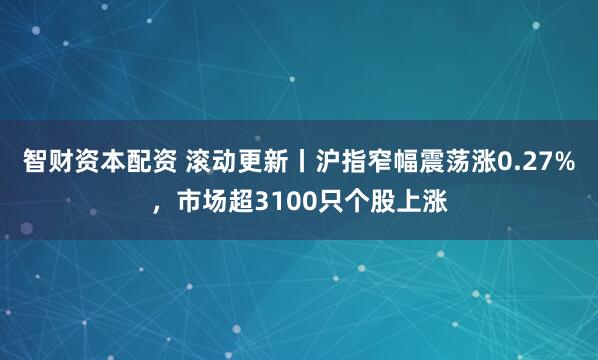 智财资本配资 滚动更新丨沪指窄幅震荡涨0.27%，市场超3100只个股上涨